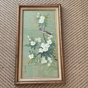 Vintage Chinese Floral & Bird  on branch